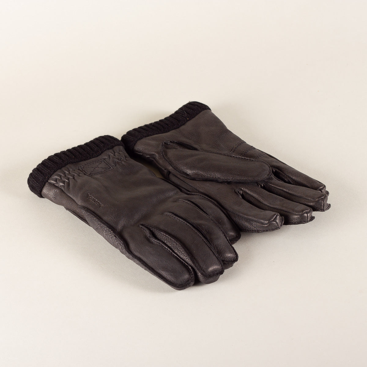 HESTRA Deerskin Primaloft Rib leather gloves - black